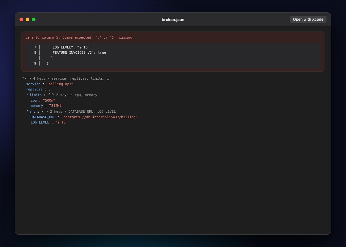 JSON errors